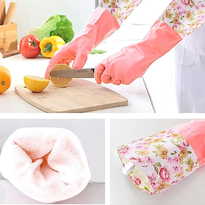 KINGFINGER 2 Pairs Latex-Free Reusable Dishwashing Gloves, PVC Waterproof Long - Image 5