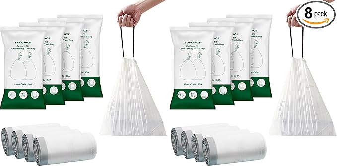 SONGMICS Trash Bags for 8-Gallon Trash Cans, Drawstring Kitchen Garbage Bags by SONGMICSbySONGMICSHOME