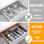 SpaceAid 7-Piece Bamboo Drawer Organizer Storage Boxes Set, Wood Tray Junk - Image 2
