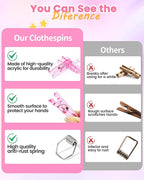 60PCS Pink Clothes Pins for Baby Shower Games Girl, Transparent Acrylic Clothes - Image 4
