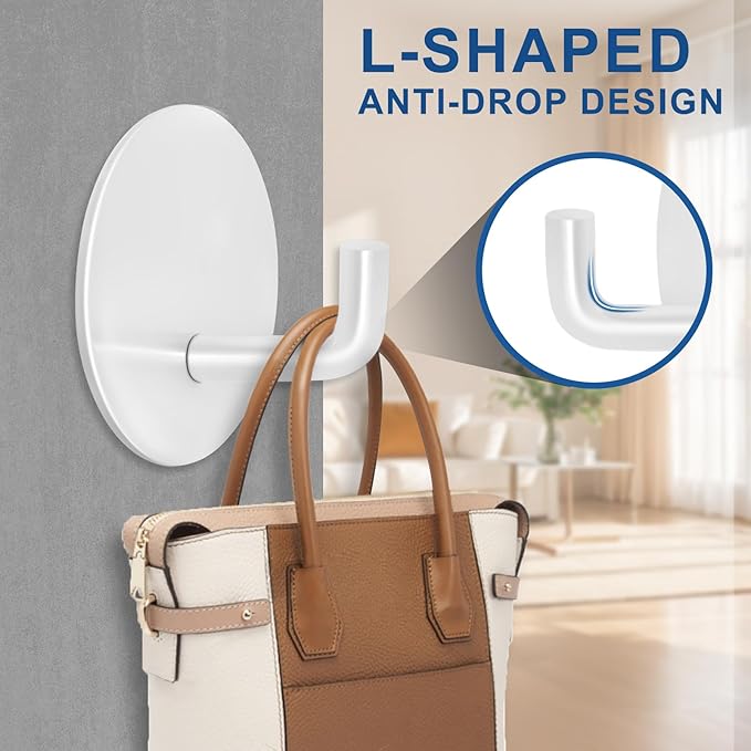 Adhesive Hooks for Bathrooms, 4 Piece Towel Hooks for Hanging Hat Robe Coat - Image 6