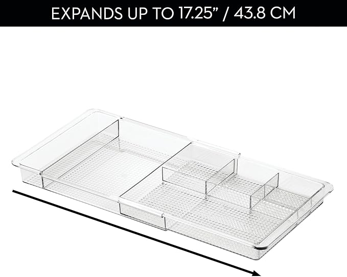 iDesign Expandable Vanity Drawer Organizer, The Clarity Collection – 11.25” to - Image 3
