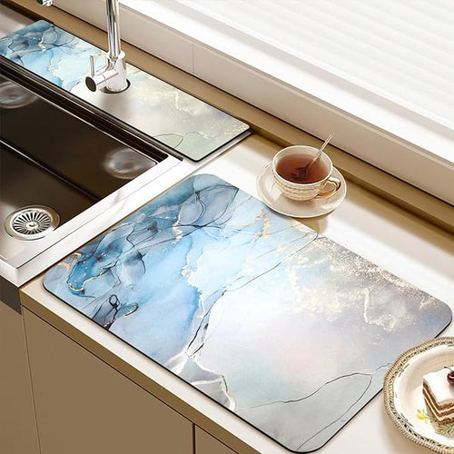 19.5" x 12" Dish Drying Mat & 24" x 5.5" Sink Splash Guard, Super Absorbent by BathtubMat
