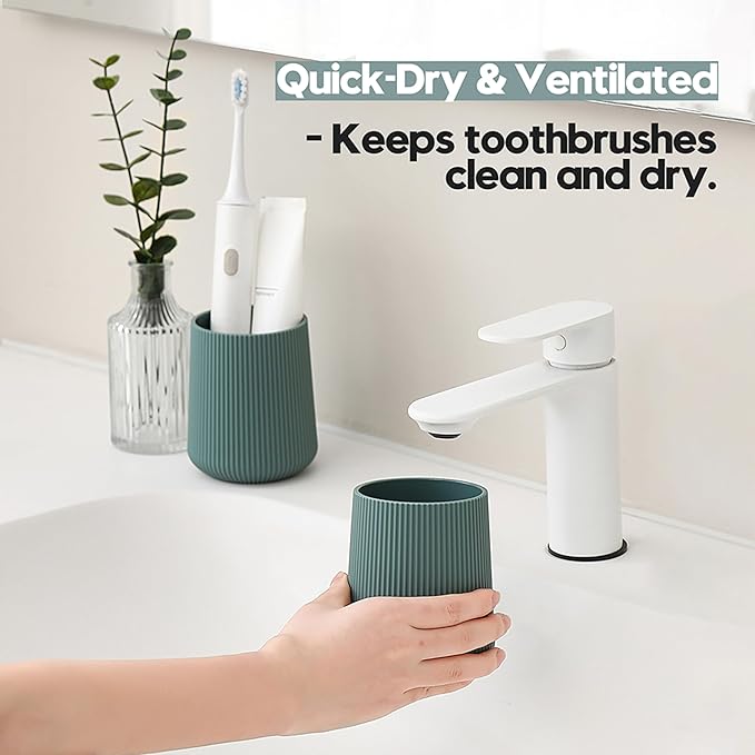 Green Striped Toothbrush Holder - Image 4