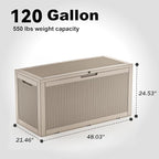 120 Gallon Resin Deck Box, Lockable Patio Outdoor Storage Box for Furniture, Garden Tools and Tools Storage, Waterproof Outside Storage Boxes - Grey - Image 7