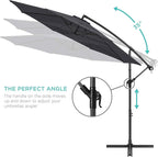 Best Choice Products 10ft Offset Hanging Market Patio Umbrella w/Easy Tilt Adjustment, Polyester Shade, 8 Ribs for Backyard, Poolside, Lawn and Garden - Gray - Image 4