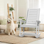GREENVINES Outdoor Rocking Chairs | Set of 2 | Porch Rocker | HDPE Plastic | White | Oversized Rockers | High Back | Big & Tall | Ladder Back | for Patio Outside Backyard Balcony Garden - Image 2