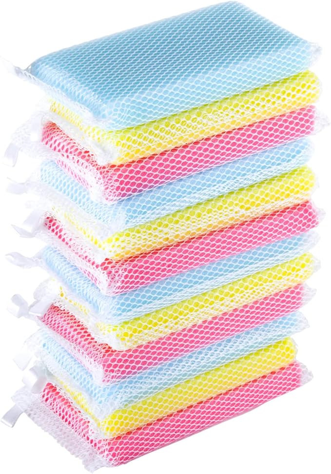 Multi-Purpose Mesh Net Kitchen Cleaning Extra Thick Dishwash Sponge Assorted by NuValu