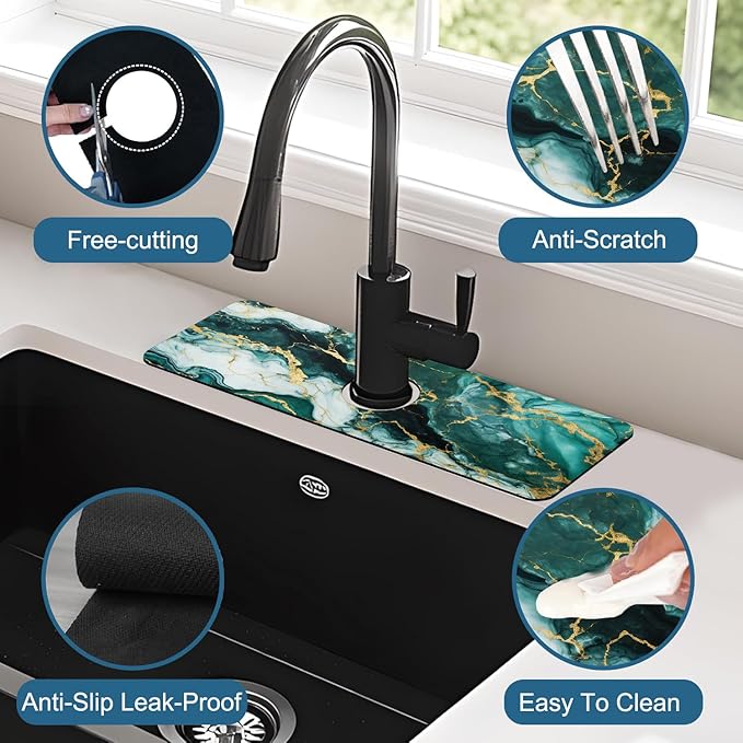 Green Marble Sink Faucet Absorbing Mat Liquid Gold Marble Super Absorbent Fast - Image 4
