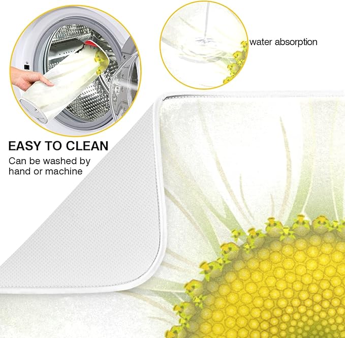 Tarity White Daisy Dish Drying Mat - Image 2