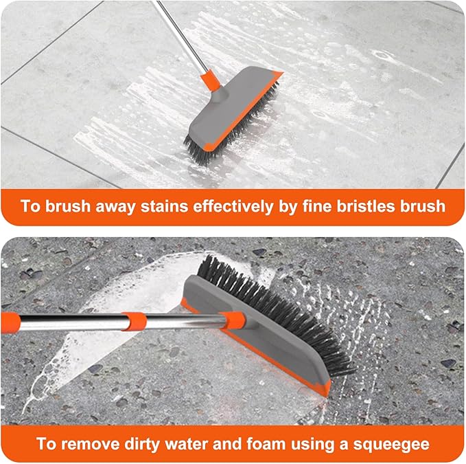 BITOPE Deck Scrub Brush with Long Handle, Heavy Duty Floor Cleaning Scrubber - Image 3