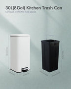 8 Gallon Trash Can with Lid, Inner Bucket & Steel Pedal, Stainless Steel - Image 5