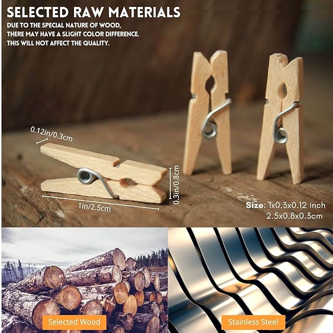 Sturdy Mini Clothes Pins for Photo, Small Clips for Crafts Display, Baby Shower - Image 3