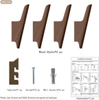 Wood Wall Hooks 4 Pack Coat Hooks Wall Mount Walnut Wooden Hooks - Image 9