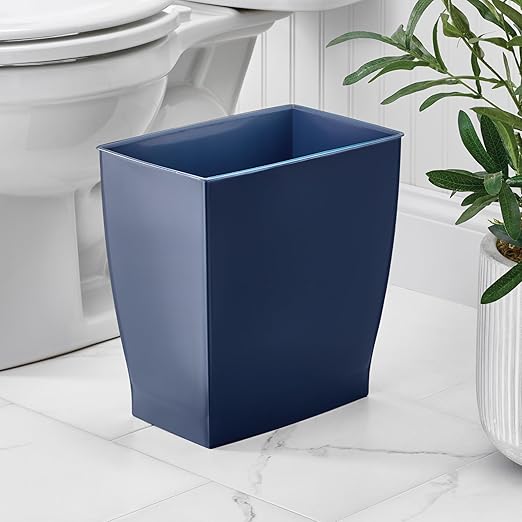 iDesign Small Plastic Bathroom Trash Can, Slim Rectangle Garbage Bin - Image 3