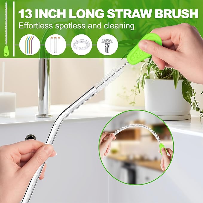 Bottle Brush Cleaner Set of 3, 14 in Long Handle Water Bottle & Straw Cleaner - Image 5