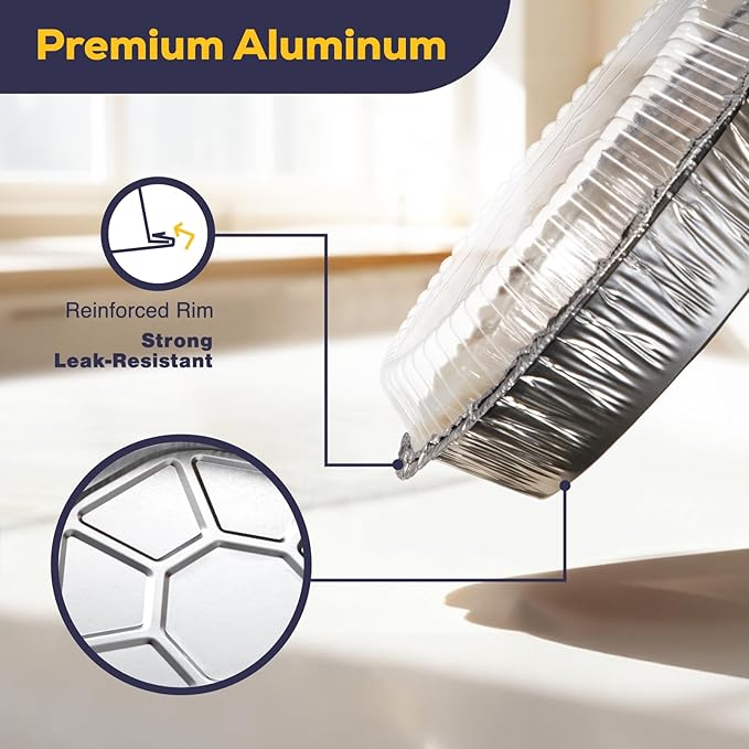 Fit Meal Prep 50 Pack 8" Round Aluminum Foil Pans - Image 4