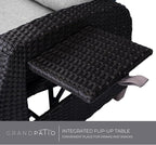 Grand patio Outdoor Recliner Chair Patio 150° Lay Flat Recliner with Flip Table Wicker Reclining Lounge Chair, Griege - Image 5
