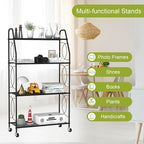 4 Tier Plant Stand with Wheels, Plant Shelf for Indoor Outdoor, Heavy Duty Metal Tall Plant Stands Holder Rack for Living Room Balcony and Garden, Black - Image 3