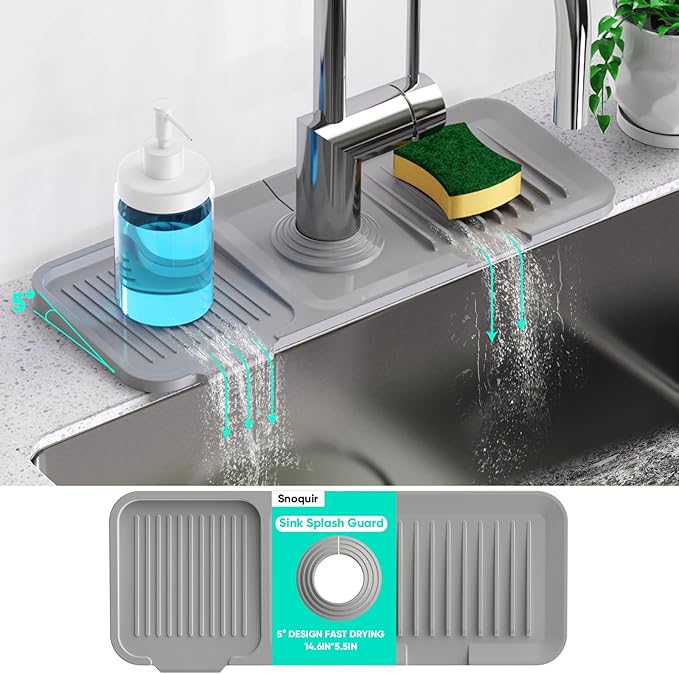 14.6'' Faucet Mat for Kitchen Sink Kitchen Sink Splash Guard Silicone Kitchen - Image 5