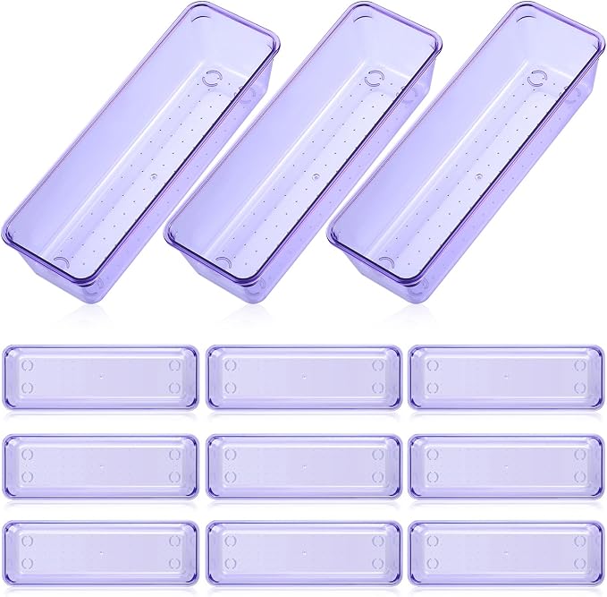 Maitys 12 Pcs Clear Drawer Organizer 9 x 3 x 2 Inches Plastic Rectangle Trays by Maitys