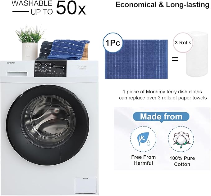 Mordimy 100% Cotton Terry Cloth Kitchen Towels, Super Soft and Absorbent Dish - Image 5