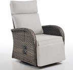Belord Dual-Adjust Outdoor Swivel Recliner Chair – Reclining Patio Chair with Adjustable Backrest and Footrest, All-Weather Wicker Chaise Lounge Chair Outdoor for Pool Deck Brown (Upgraded 2.0) by Belord