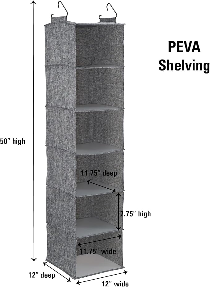 Household Essentials 6 Shelf Hanging Closet Organizer, Hanging Closet Shelf - Image 3