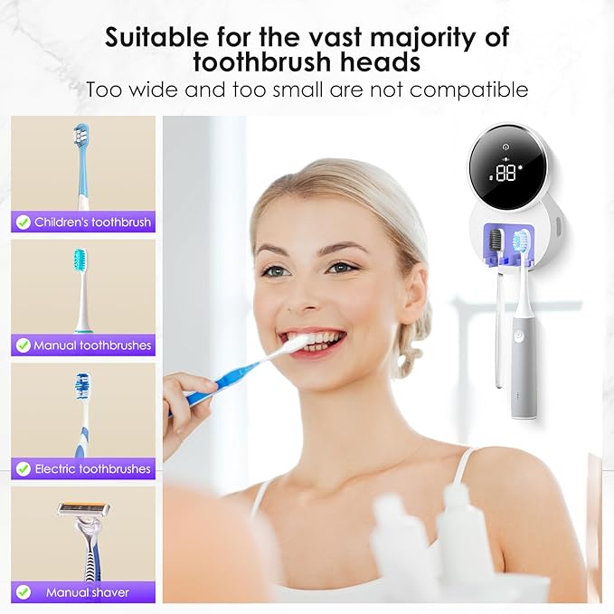 Wall Mounted Toothbrush Holder & Toothbrush Cleaner, Electric Toothbrush Holder - Image 5