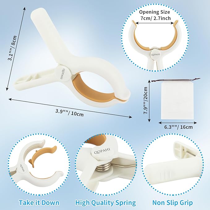 Beach Towel Clips for Beach Chairs Cruise, Strong Grip Clothes Pins Non-Slip - Image 2