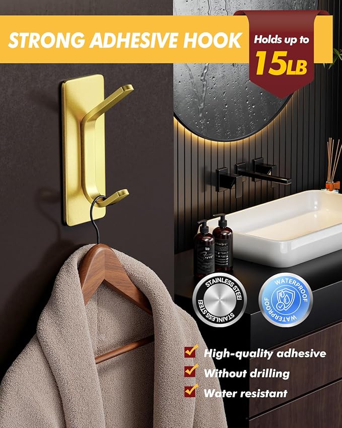 Auxmir 5 Pack Self Adhesive Hooks - Image 2