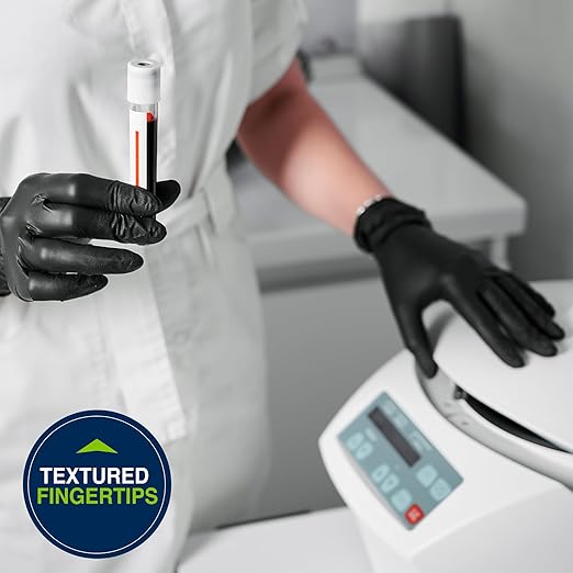 HALYARD Black Disposable Nitrile Exam Gloves Powder Free Medical, Food Safe - Image 4