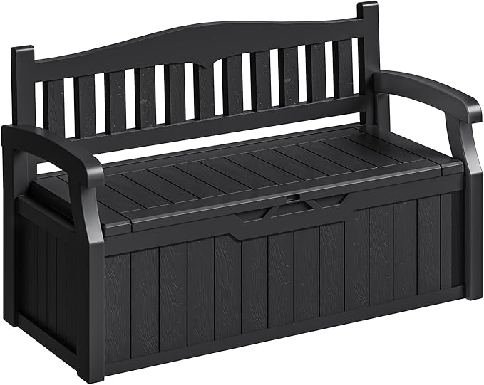 Homall 75 Gallon Outdoor Storage Benches Lockable Deck Box with Waterproof and UV Resistant, Waterproof Storage Box for Patio Furniture, Tools, Cushions (Black) by Homall