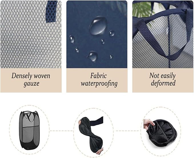 The upgraded pop-up laundry basket features a breathable side pocket mesh design - Image 4