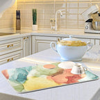 ALAZA Orange Yellow Teal Blue Geen Marble Ink Abstract Fluid Art Dish Drying Mat - Image 6