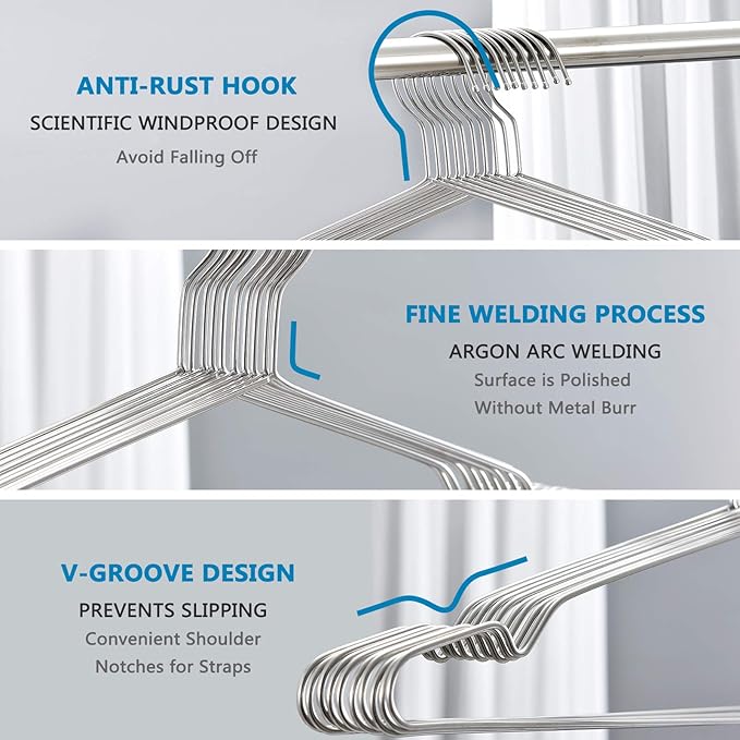 Fayleeko Stainless Steel Wire Coat Hangers - Image 4