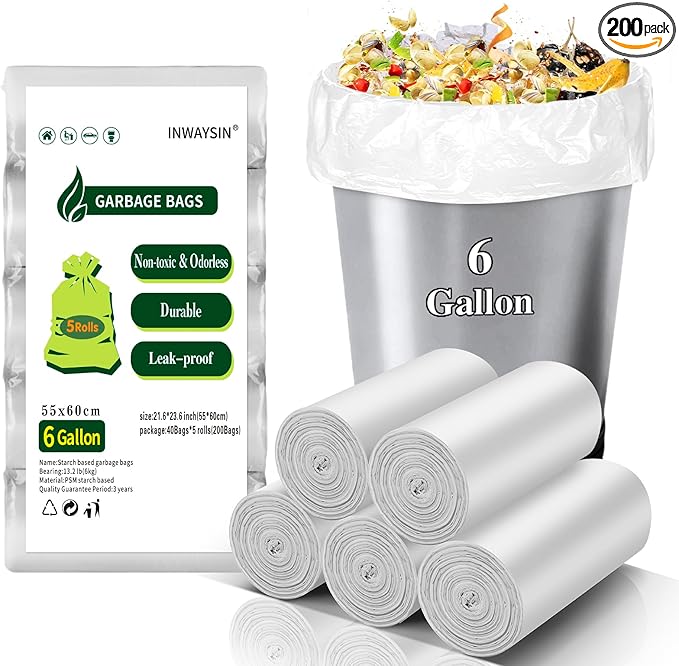 Biodegradable 6 Gallon Trash Bags Unscented by Inwaysin