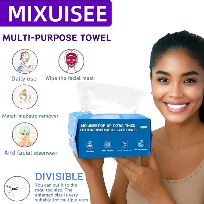Disposable face towel, MIXUISEE thick and soft face towels, 100% cotton face - Image 2