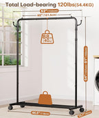 Homde Heavy Duty Clothes Rack: 120lb Standing Garment Storage - Image 3