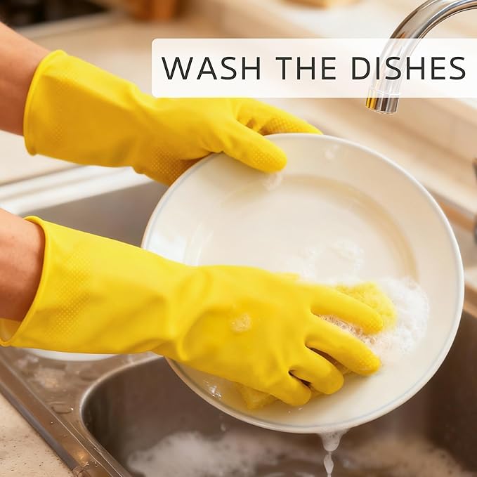 PrettyCare 2 Pairs Rubber Cleaning Gloves long & short - Image 3