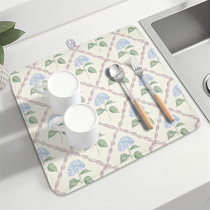 Hydrangea Floral Dish Drying Mat - Image 8