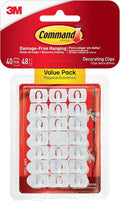 Command Decorating Clips, 40 Clips and 48 Strips, Damage-Free Hanging Light by Command