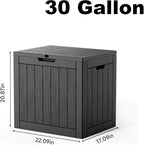 30 Gallon Outdoor Deck Box, Lockable Waterproof Outdoor Storage Boxes For Garden Tools,Indoor Cushions,Accessories Outside Storage Resin Weatherproof Container(Black) - Image 2