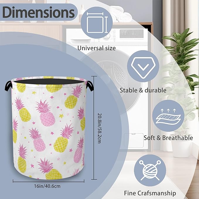 Pineapple Tropical Laundry Hamper, Dirty Clothes Laundry Basket - Image 2