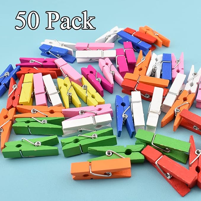 HAHIYO Colorful Wooden Clothes Pins Clothespins Small Do NOT Fall Apart 1.38 - Image 6