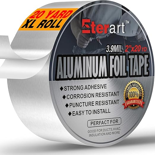 Aluminum Foil Duct Tape Heavy Duty, High Temperature Sealing and Patching by Eterart