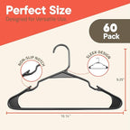 Gray Plastic Hangers 60 Pack– Heavy-Duty Plastic Hangers Slim and Space-Saving - Image 2