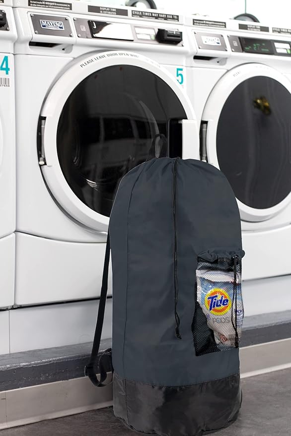 Laundry Bag Backpack with Shoulder Straps and Mesh Pocket Laundry Backpack - Image 7