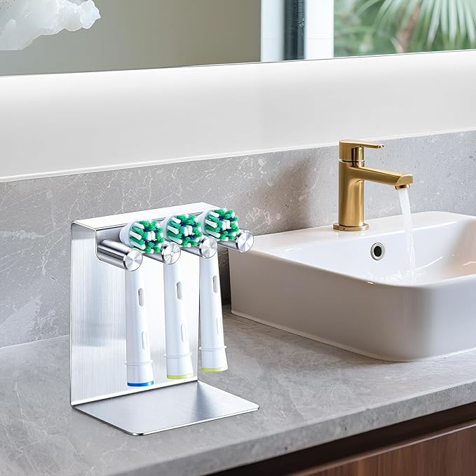 Electric Toothbrush Head Holder, Electric Tooth Brush Holder Desktop or Adhesive - Image 4