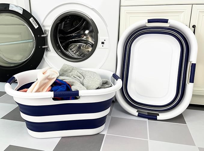 SAMMART 40L Set of 2 Collapsible Plastic Laundry Hamper - Image 2